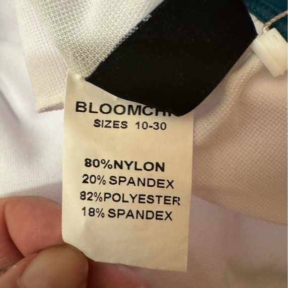 BLOOMCHIC Sz 22 green floral overlay sculpt one piece swim suit NWT 0B2 - Picture 8 of 9